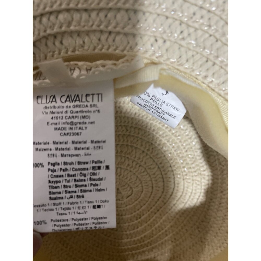 Elisa Cavaletti Italy Handcrafted Lace Embellished Straw Hat 100% Paglia Cottage - Picture 3 of 10